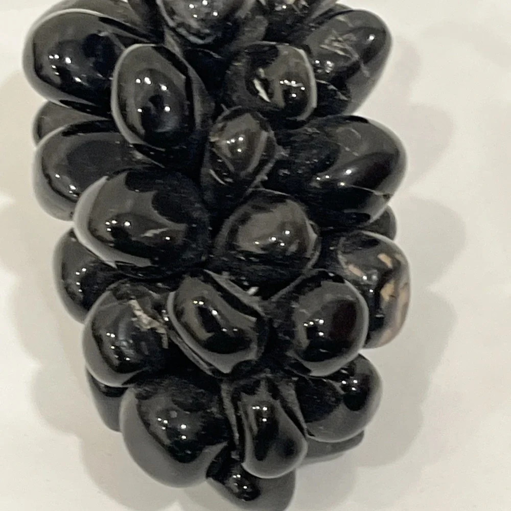 Black Onyx Stone Grape Clusters, Obsidian, Faux Stone Grapes, Decor